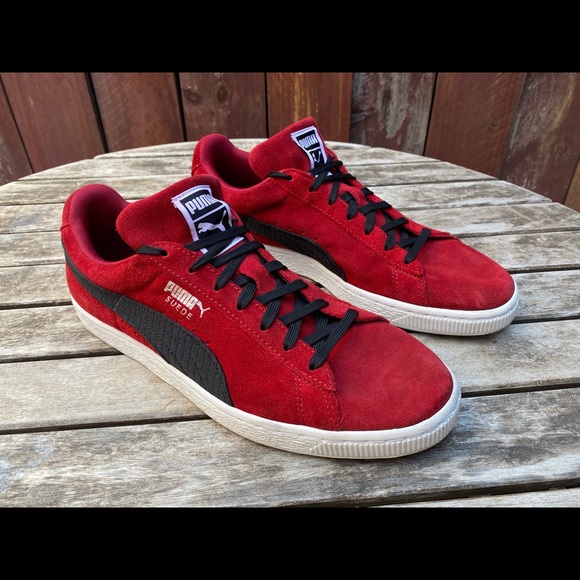 puma suede ribbon red